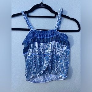 blue and white paisley tank top small/medium